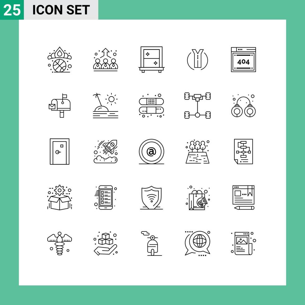 25 Universal Line Signs Symbols of code file window location trip Editable Vector Design Elements