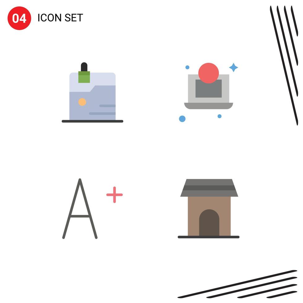 Pictogram Set of 4 Simple Flat Icons of business apartment technology money appliances Editable Vector Design Elements