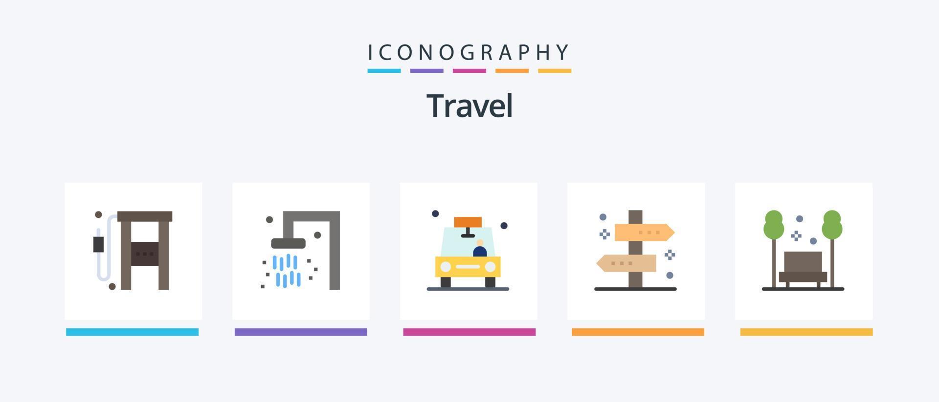 Travel Flat 5 Icon Pack Including way. tag. car. map. taxi. Creative Icons Design vector