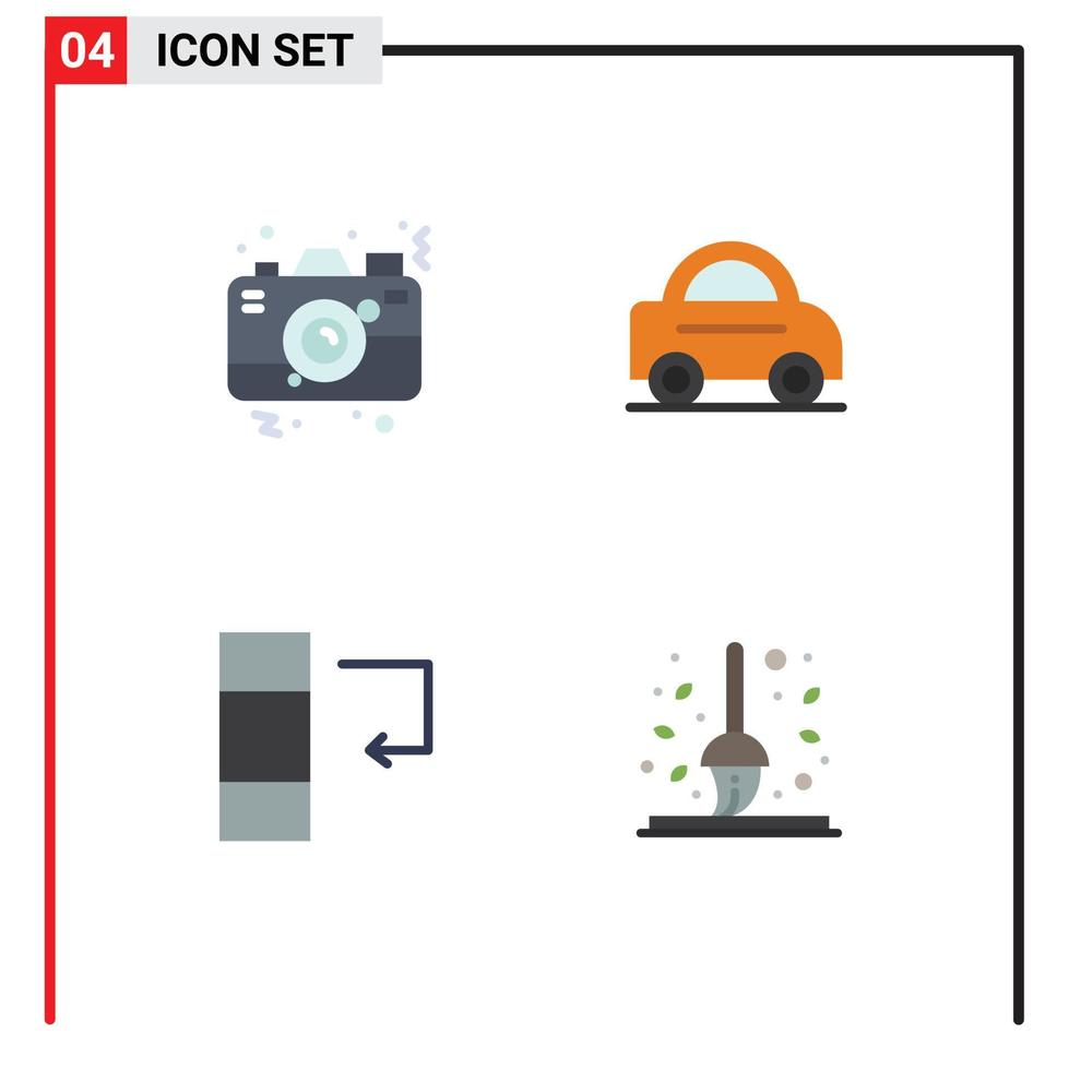 User Interface Pack of 4 Basic Flat Icons of camera data picture vehicle autumn Editable Vector Design Elements
