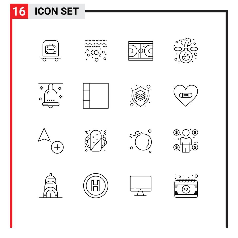 Set of 16 Vector Outlines on Grid for celebration lab court experiment olympic Editable Vector Design Elements