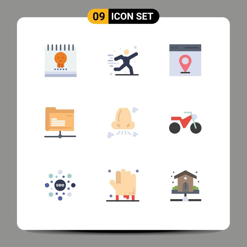 9 Universal Flat Color Signs Symbols of air server football folder user Editable Vector Design Elements