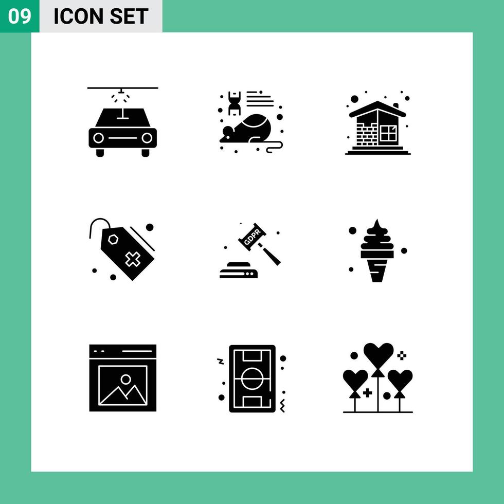 Set of 9 Modern UI Icons Symbols Signs for justice enforcement construction sign tag Editable Vector Design Elements