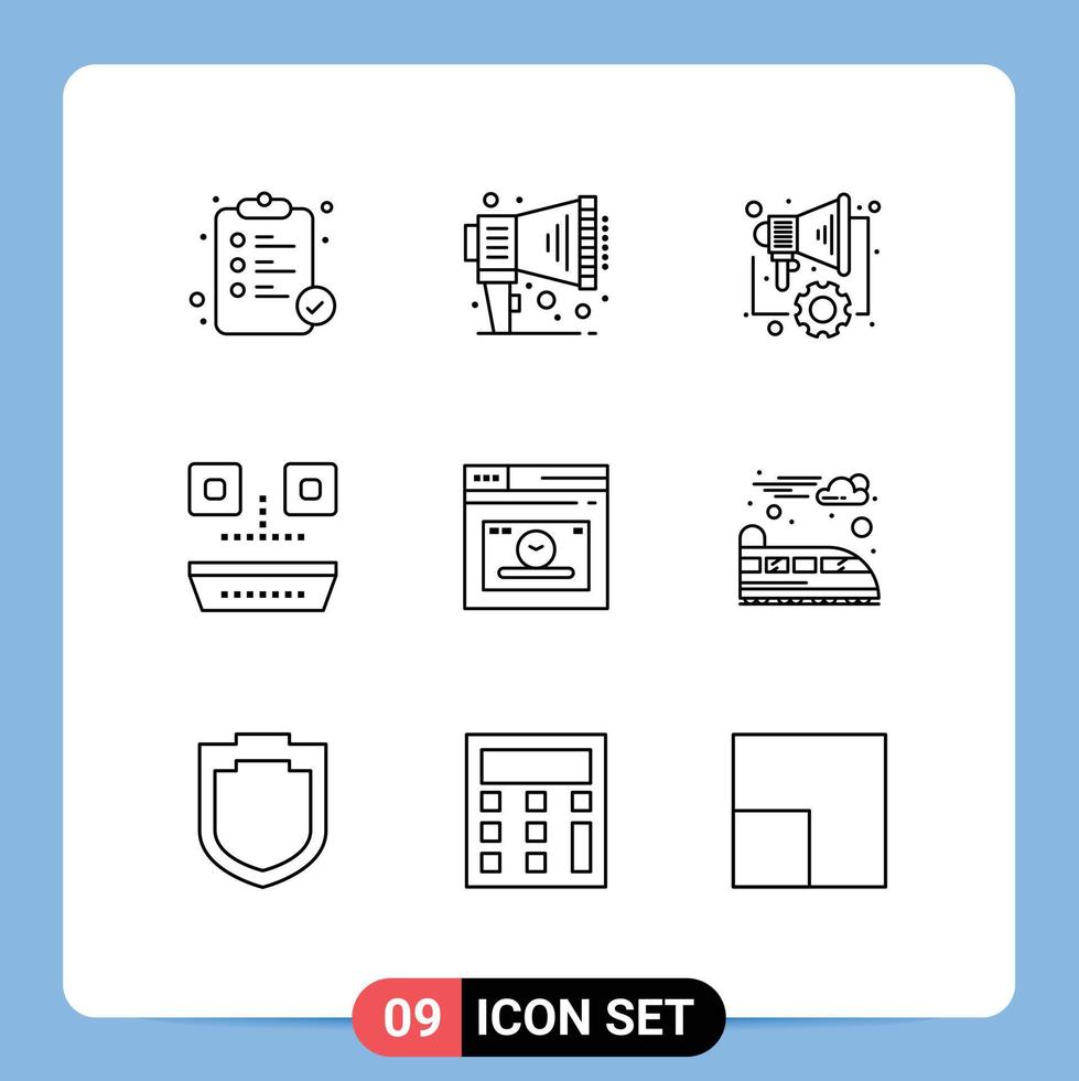 Pack of 9 creative Outlines of webpage web digital japanese food food Editable Vector Design Elements