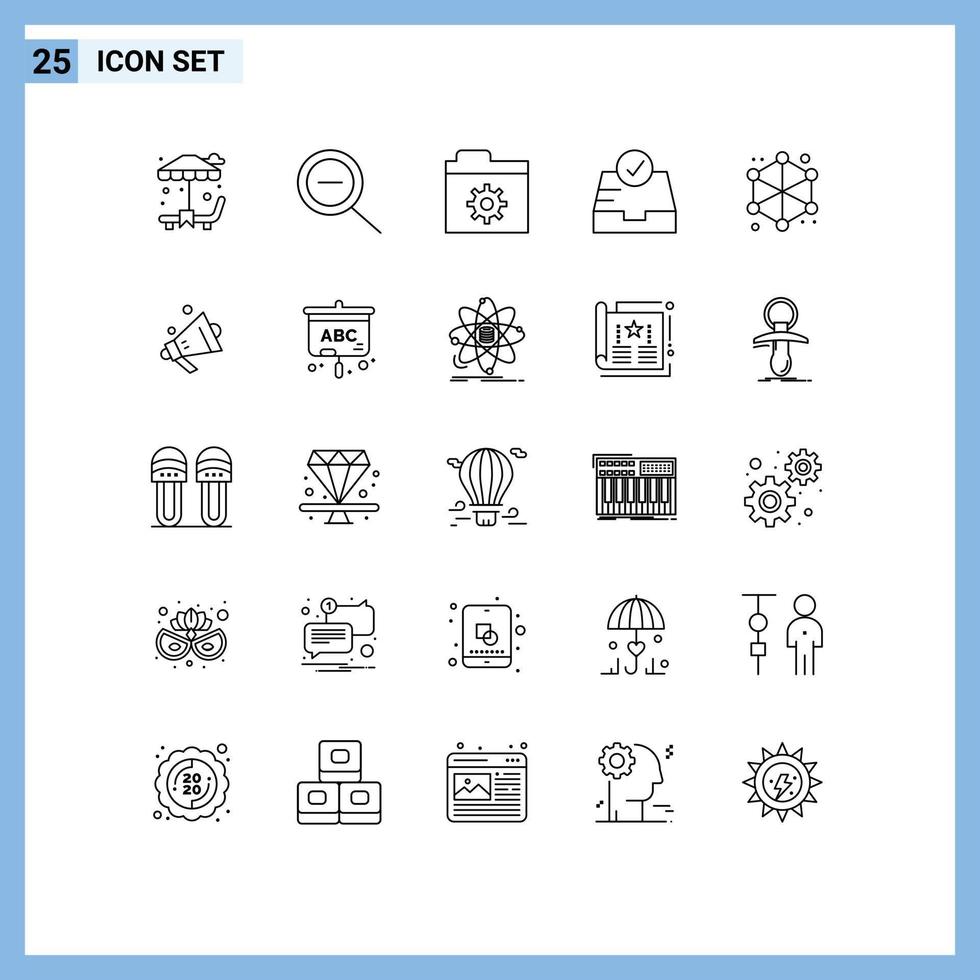 Pack of 25 creative Lines of shopping speaker check web data Editable Vector Design Elements