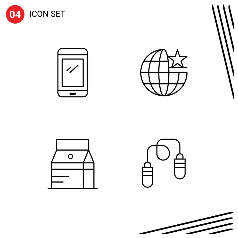 Group of 4 Filledline Flat Colors Signs and Symbols for phone bottle android globe food Editable Vector Design Elements