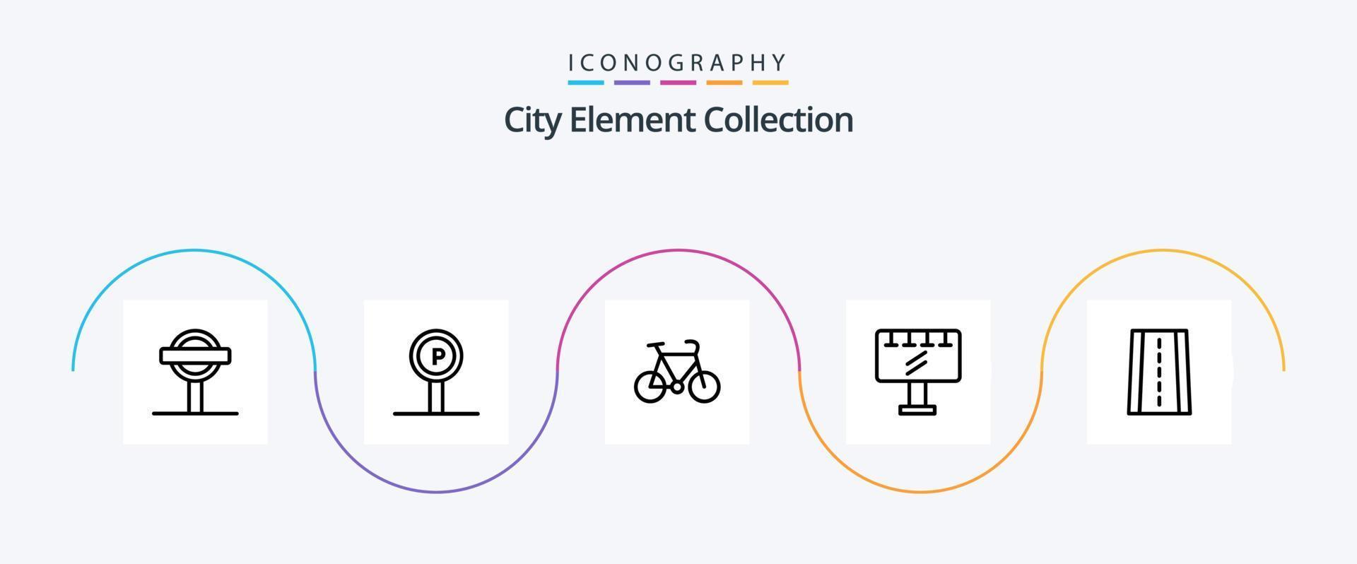 City Element Collection Line 5 Icon Pack Including . sport . parking . bike . vector