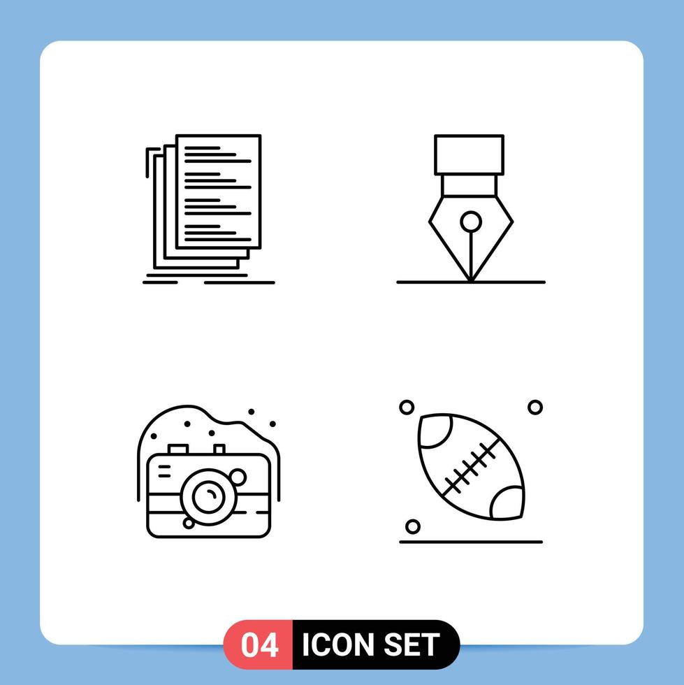 4 Line concept for Websites Mobile and Apps code camera files award photo Editable Vector Design Elements