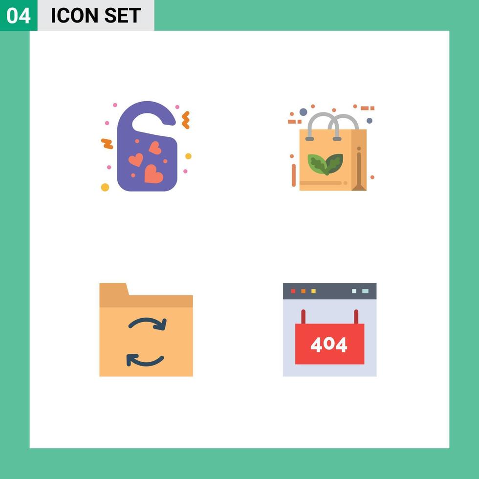 4 Thematic Vector Flat Icons and Editable Symbols of tag recycle wedding eco data Editable Vector Design Elements