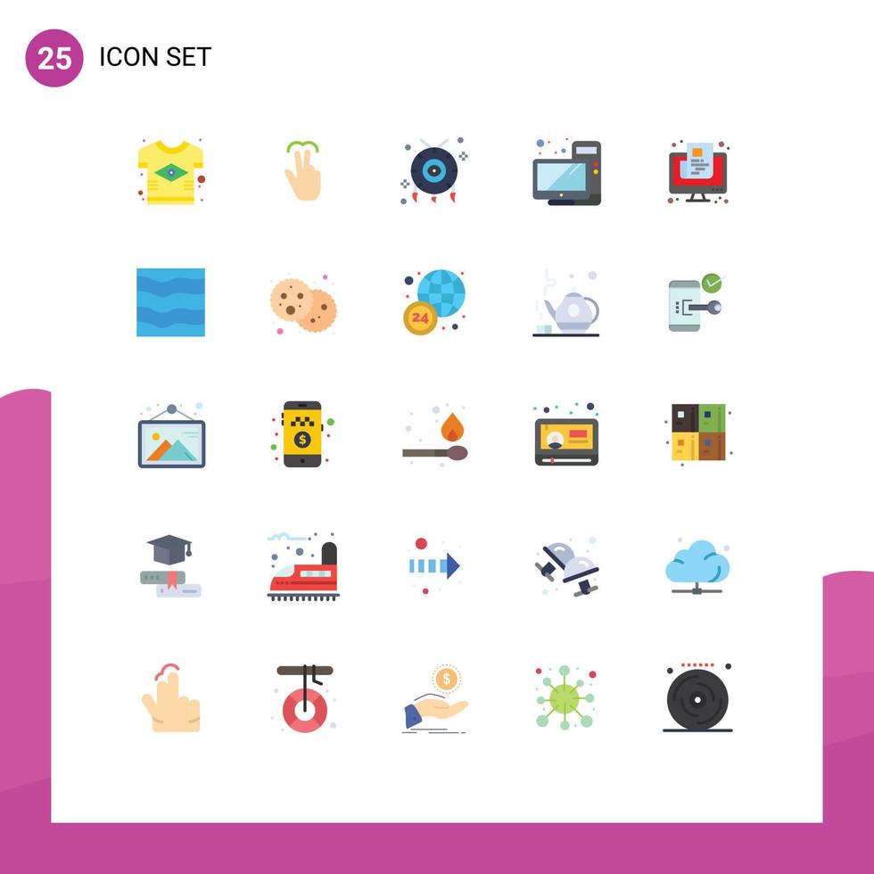 Universal Icon Symbols Group of 25 Modern Flat Colors of monitor desktop touch computer necklace Editable Vector Design Elements