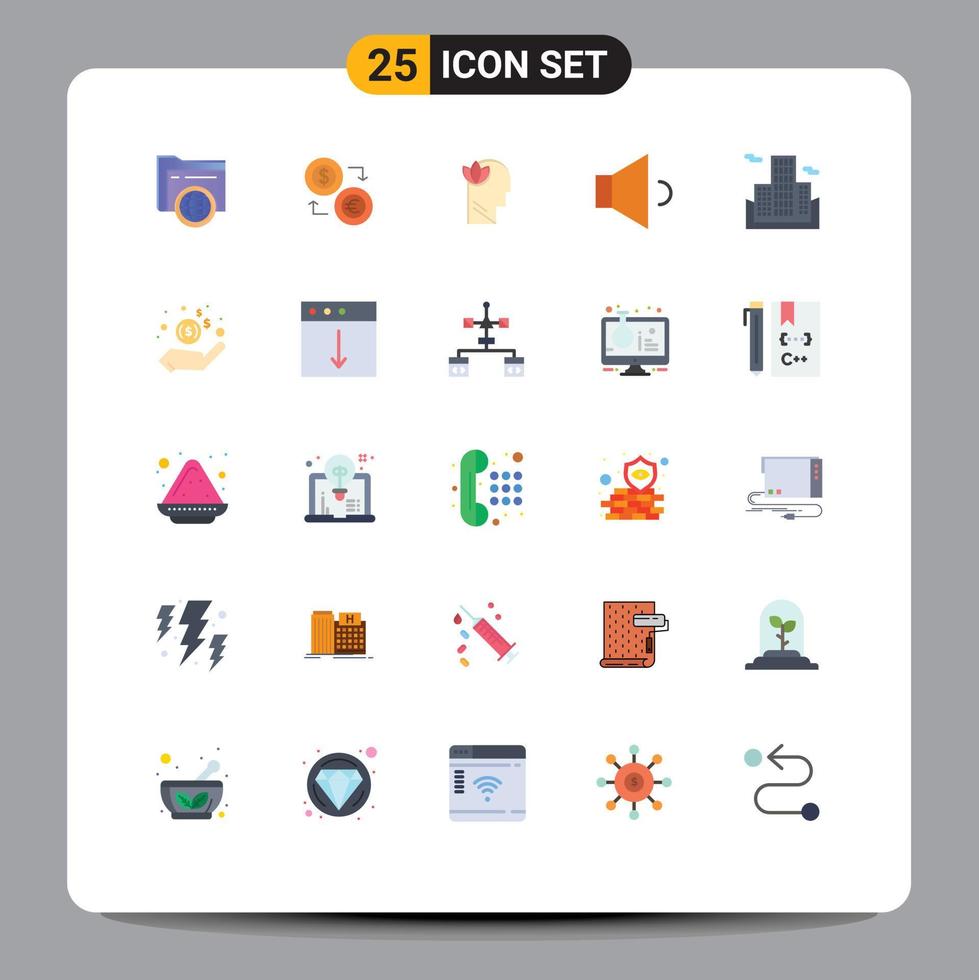 Group of 25 Modern Flat Colors Set for speaker head euro mind mental Editable Vector Design Elements