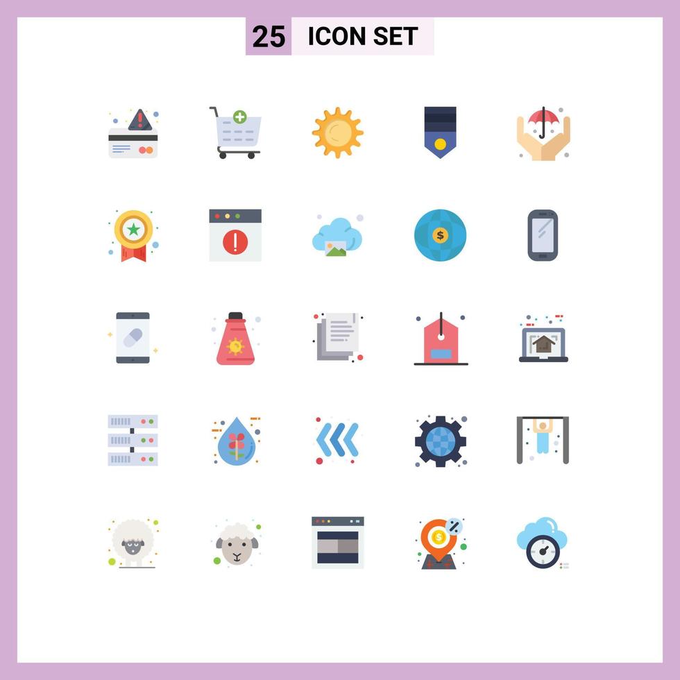 Flat Color Pack of 25 Universal Symbols of safe hands day soldier military Editable Vector Design Elements