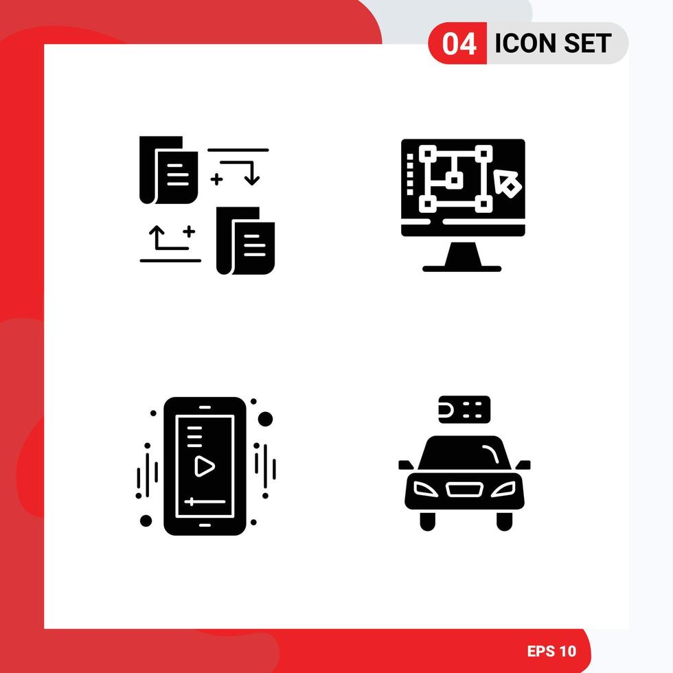 User Interface Solid Glyph Pack of modern Signs and Symbols of files mobile computer enhance video Editable Vector Design Elements