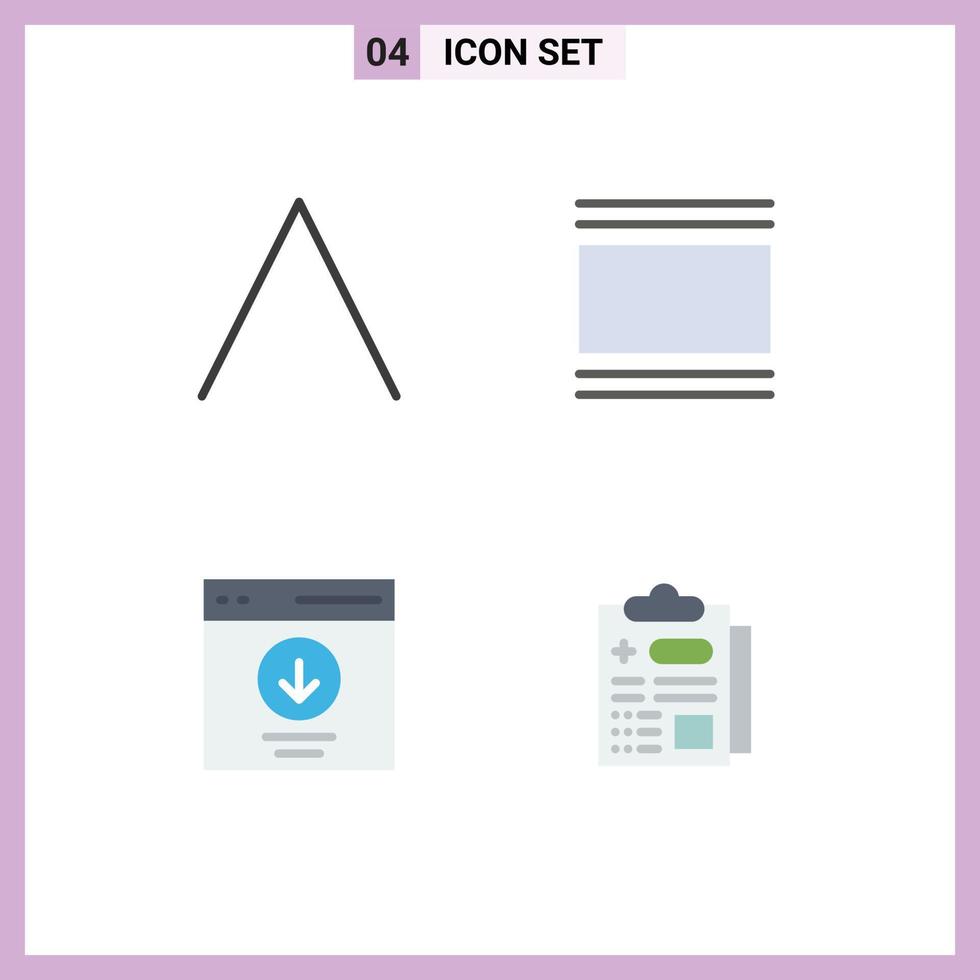 Group of 4 Modern Flat Icons Set for arrow download cover thumbnails message Editable Vector Design Elements