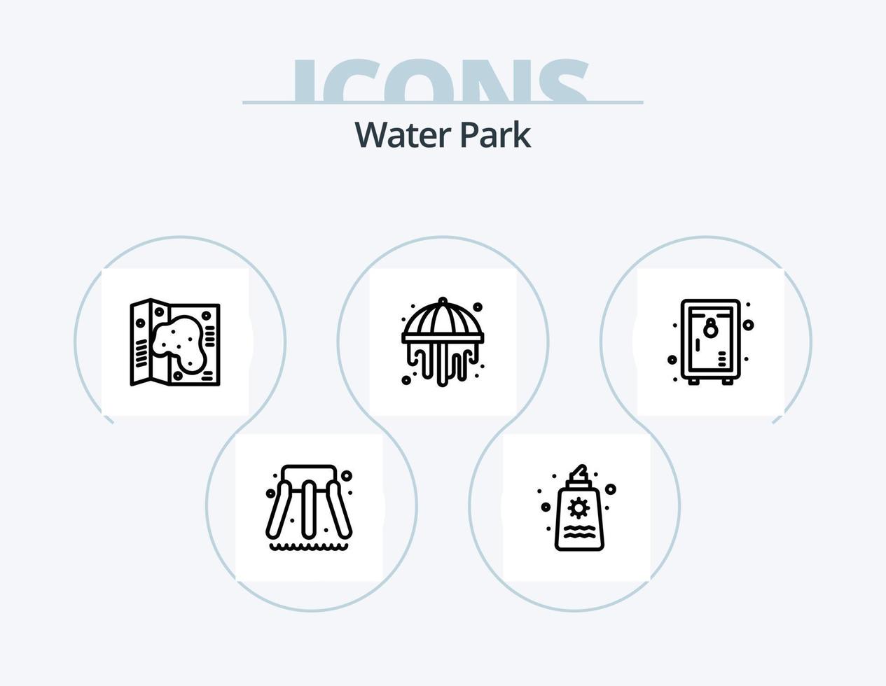 Water Park Line Icon Pack 5 Icon Design. . . park. park. lifesaver vector