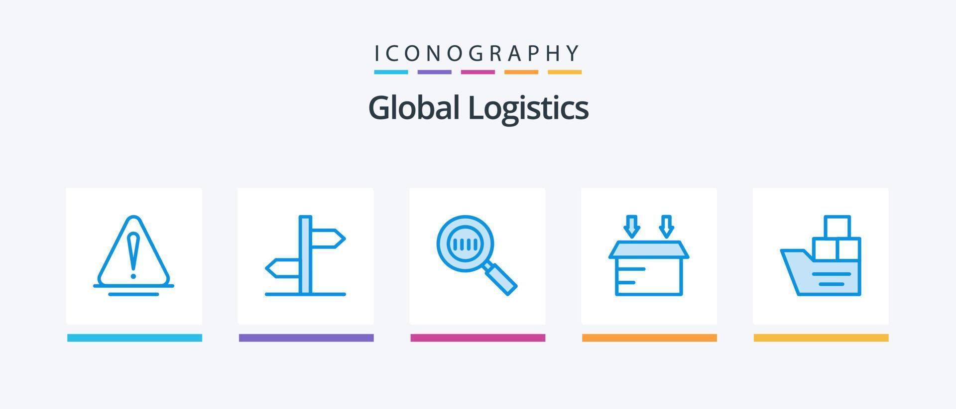 global logística azul 5 5 icono paquete incluso logístico. caja. código. abierto. caja. creativo íconos diseño vector