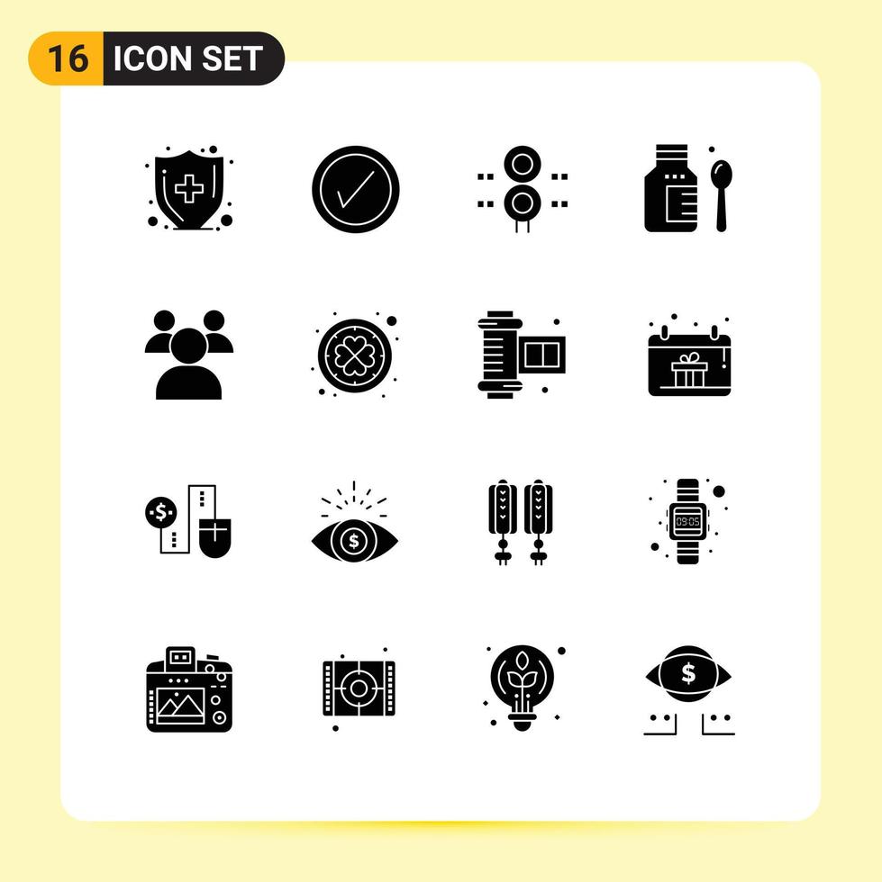 User Interface Pack of 16 Basic Solid Glyphs of ireland students traffic education hospital Editable Vector Design Elements