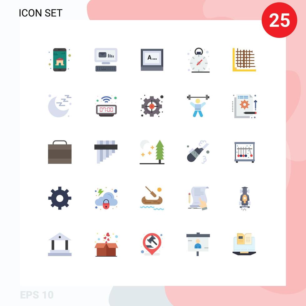 Set of 25 Vector Flat Colors on Grid for edit color screen time business Editable Vector Design Elements