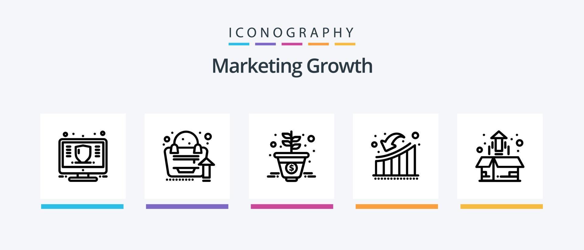 Marketing Growth Line 5 Icon Pack Including statistics. marketing. loss. growth. accounts. Creative Icons Design vector
