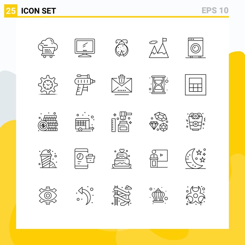 Group of 25 Lines Signs and Symbols for motivation business imac accomplished ladybird Editable Vector Design Elements