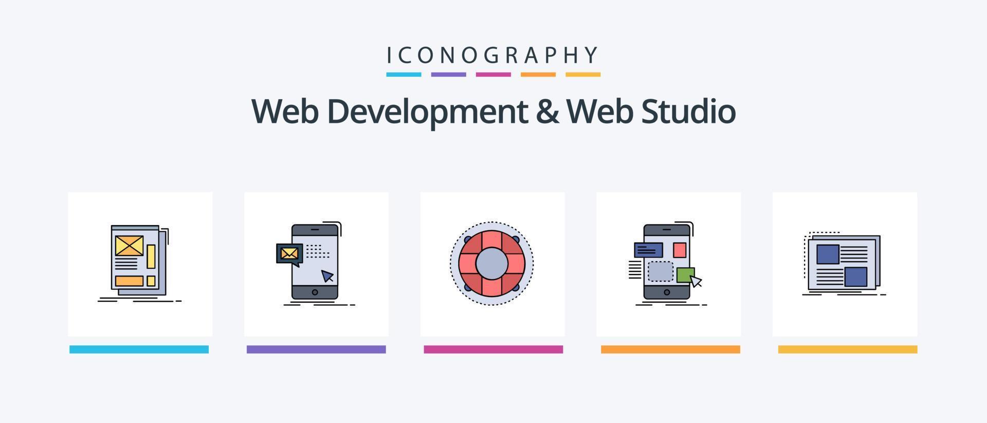 Web Development And Web Studio Line Filled 5 Icon Pack Including lifebuoy. help. test. mark. list. Creative Icons Design vector