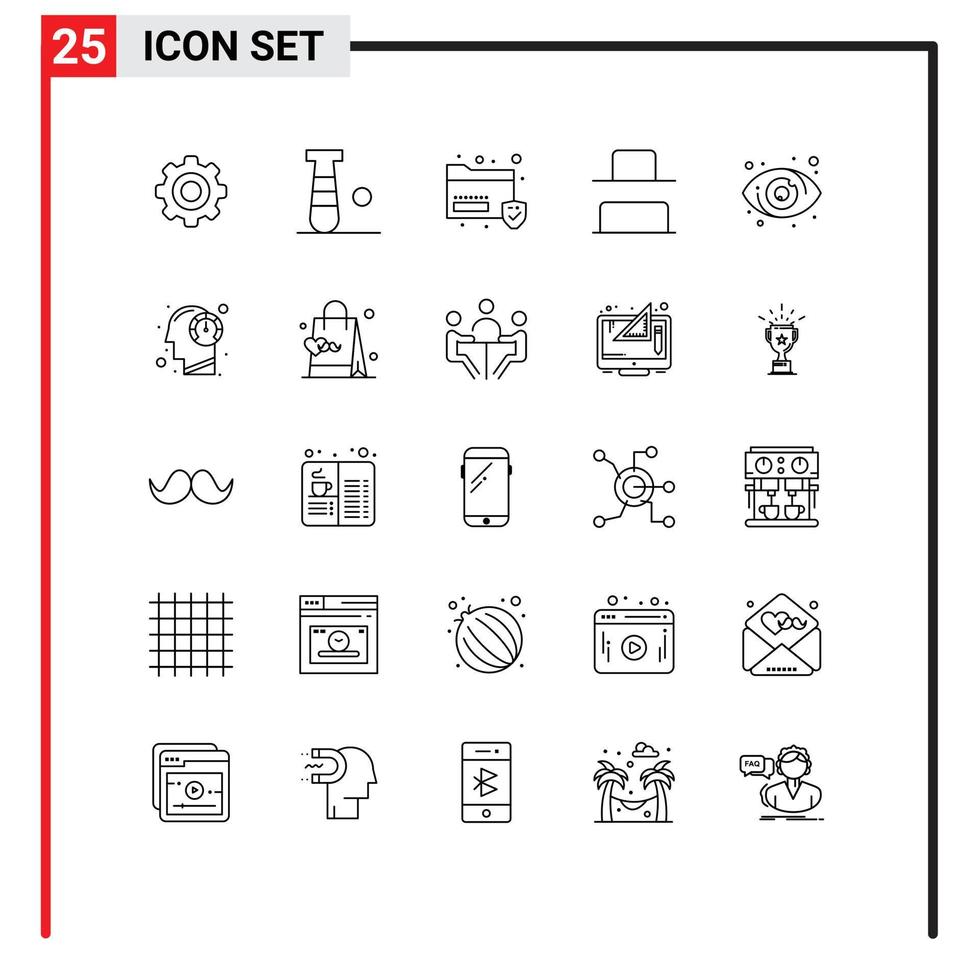 Pack of 25 creative Lines of user eye data vertical bottom Editable Vector Design Elements
