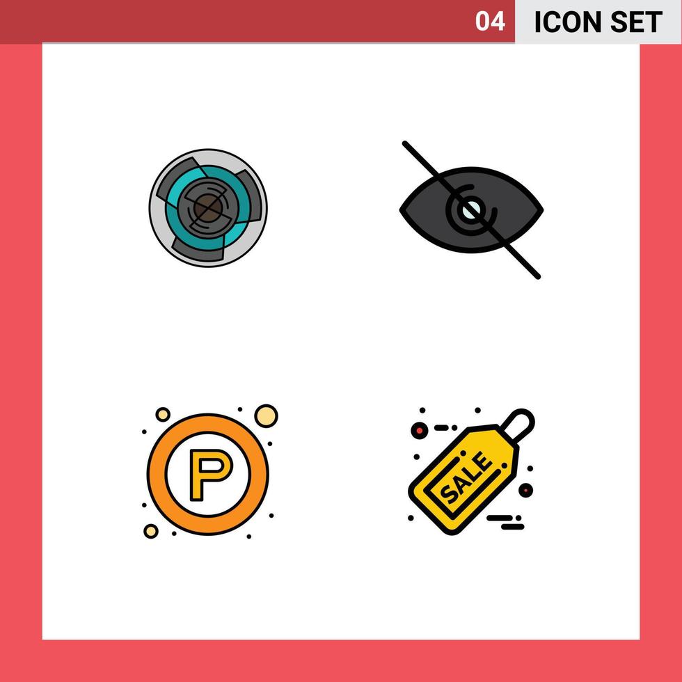 Modern Set of 4 Filledline Flat Colors Pictograph of complexity view concept maze signs Editable Vector Design Elements