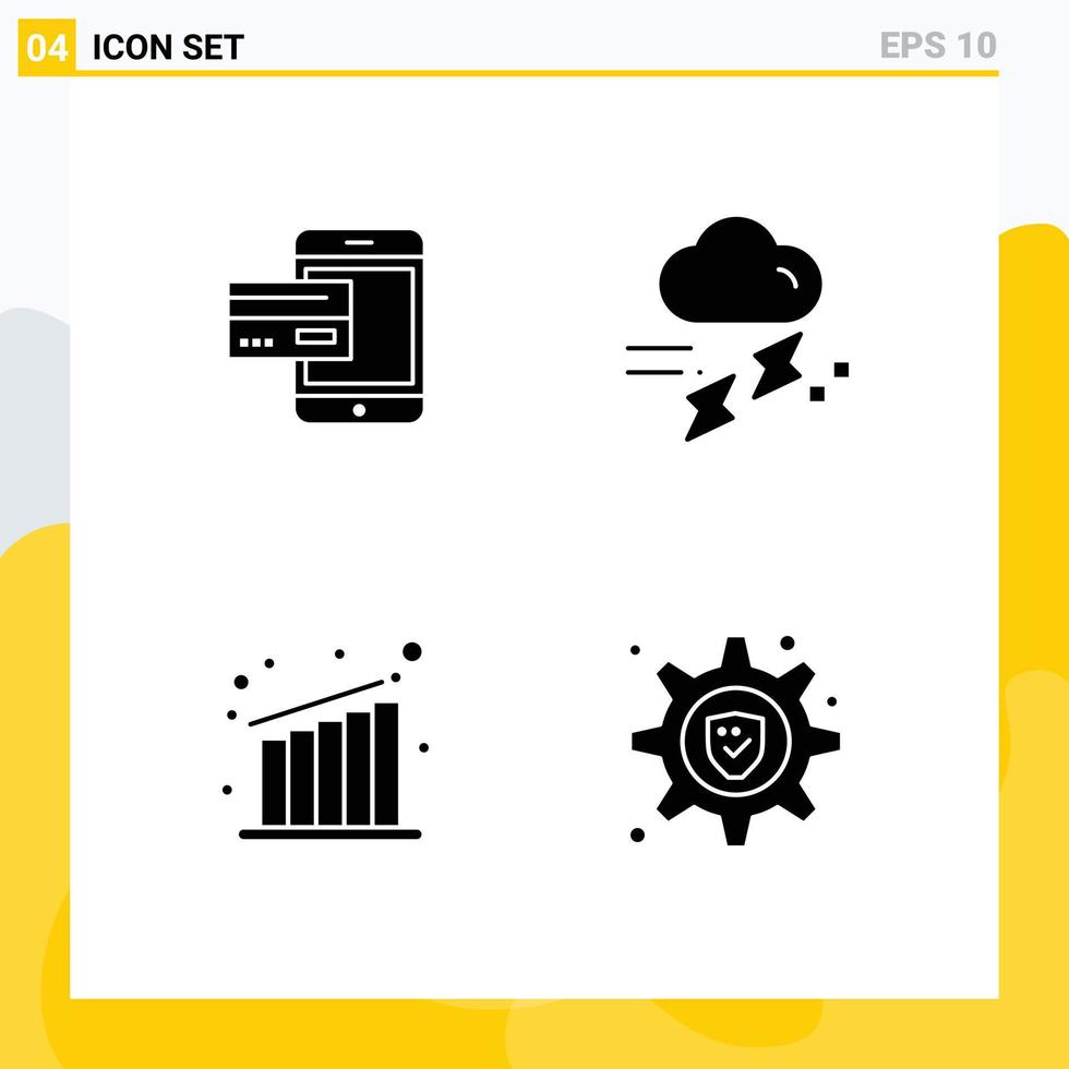 Pictogram Set of Simple Solid Glyphs of payment rain card money rainy Editable Vector Design Elements