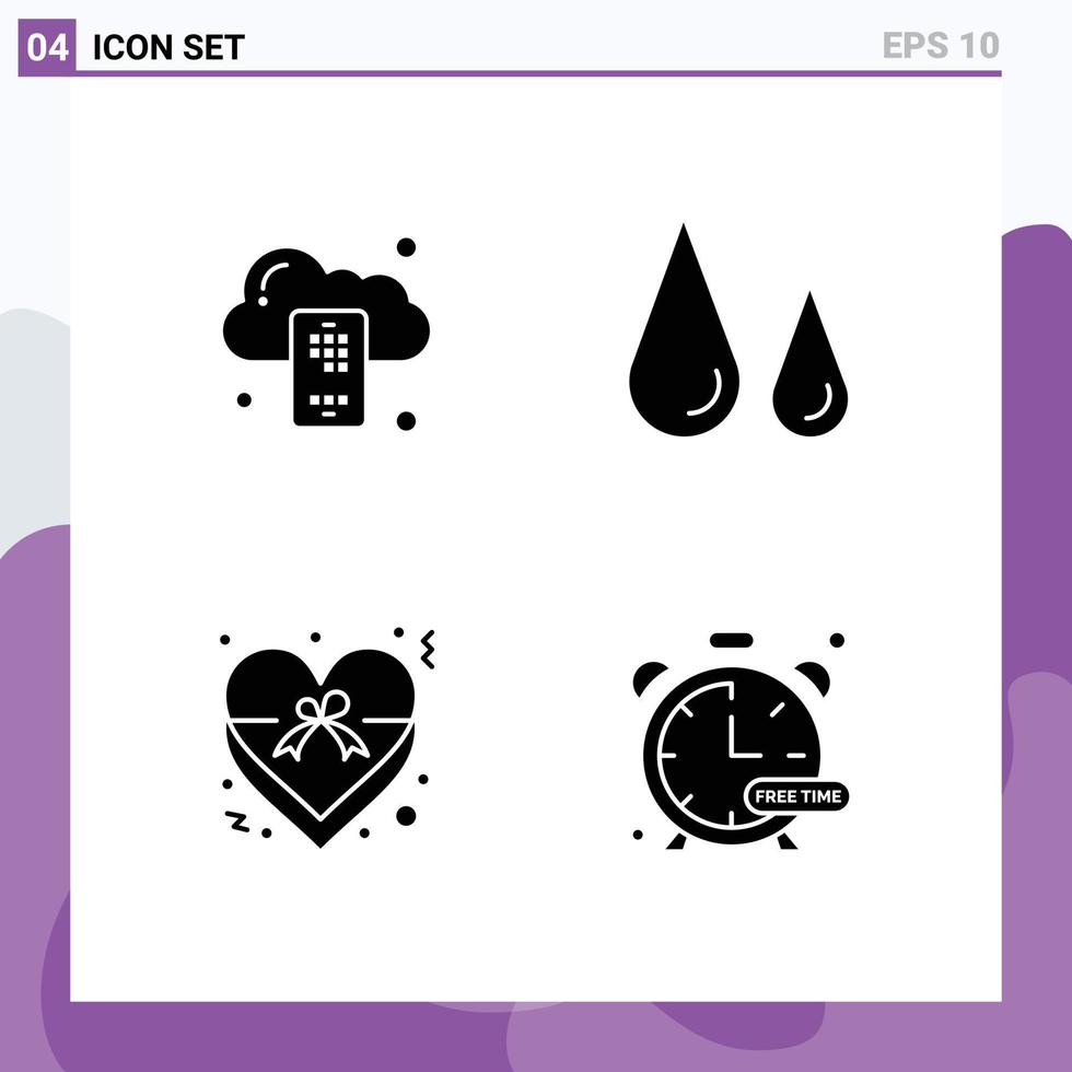 Universal Icon Symbols Group of 4 Modern Solid Glyphs of backup insignia server lab ribbon Editable Vector Design Elements