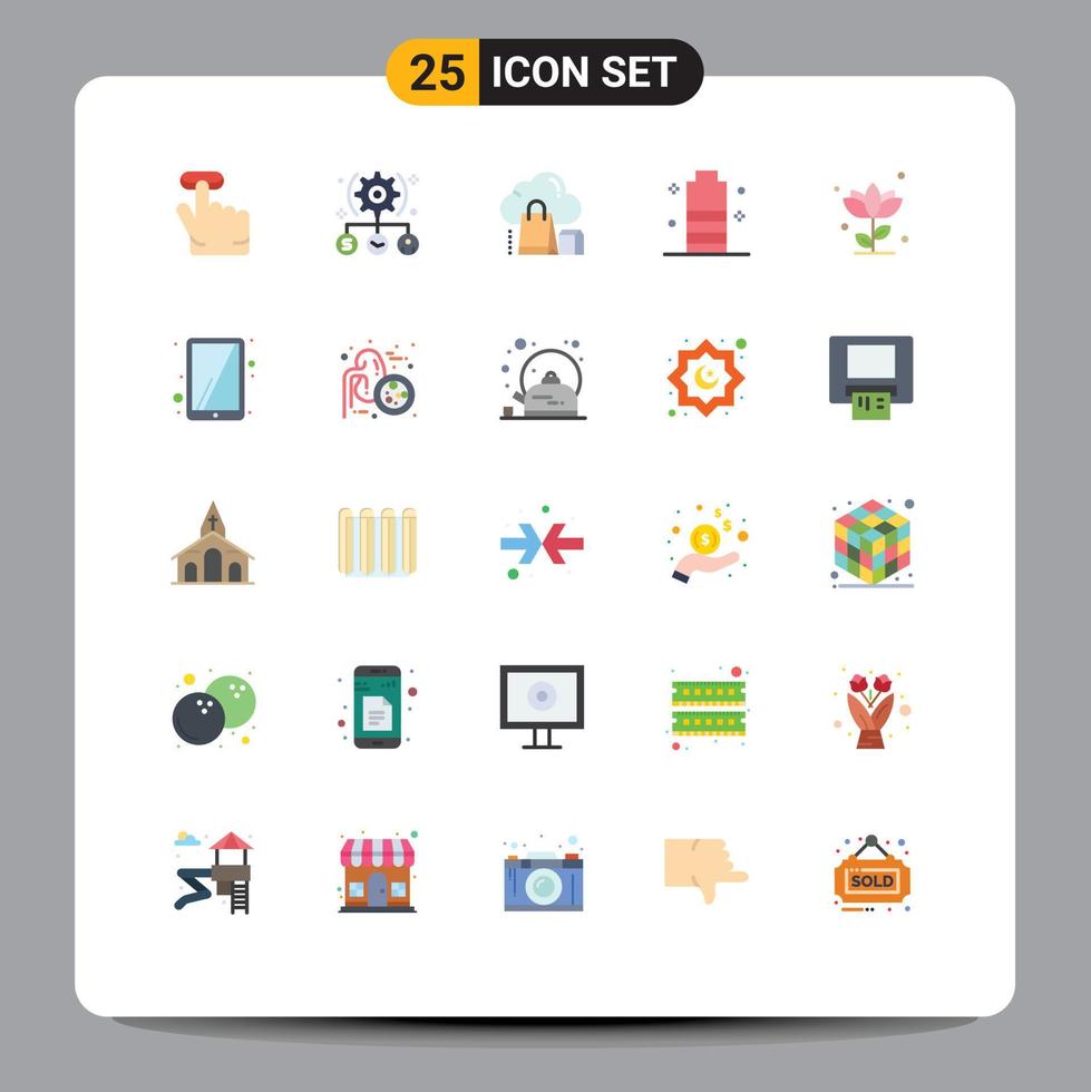 Universal Icon Symbols Group of 25 Modern Flat Colors of power energy cloud charging online Editable Vector Design Elements