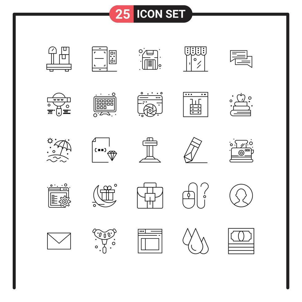 Universal Icon Symbols Group of 25 Modern Lines of chat shop computer online business Editable Vector Design Elements