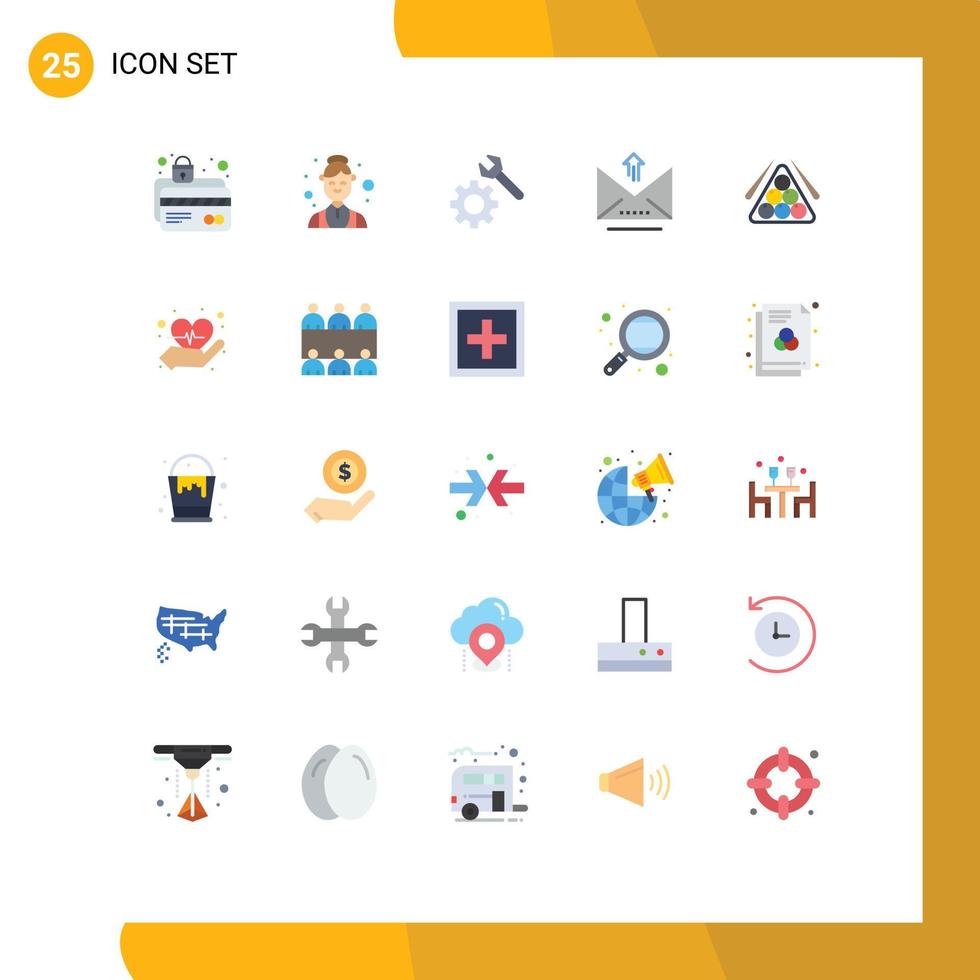 25 Flat Color concept for Websites Mobile and Apps snooker upload medical pass email Editable Vector Design Elements