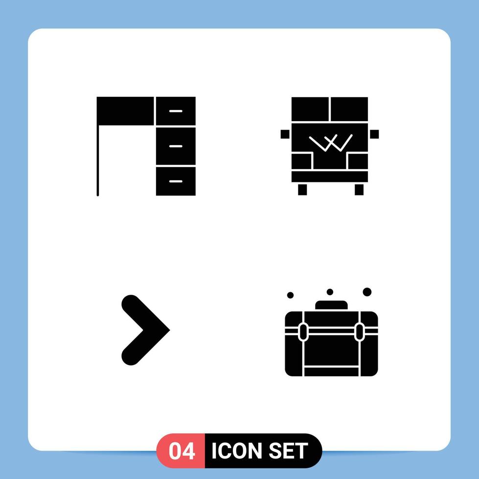 pictograma conjunto de 4 4 sencillo sólido glifos de escritorio flecha oficina transporte adelante editable vector diseño elementos