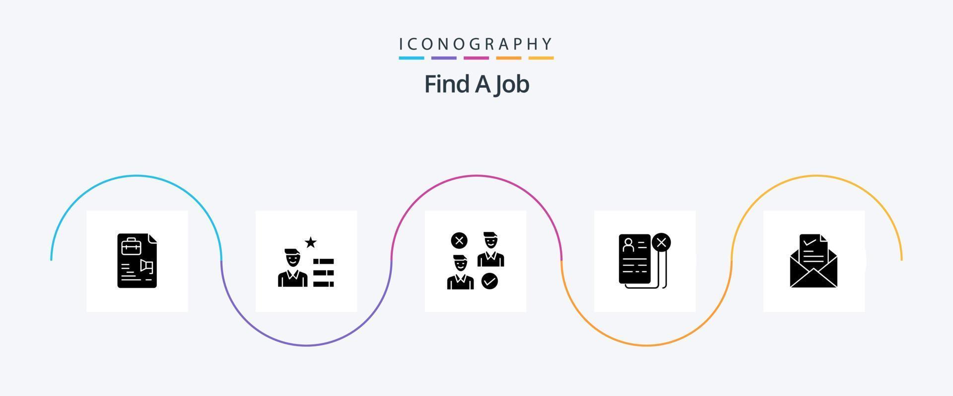 Find A Job Glyph 5 Icon Pack Including resume. cv. group. career. cancel vector