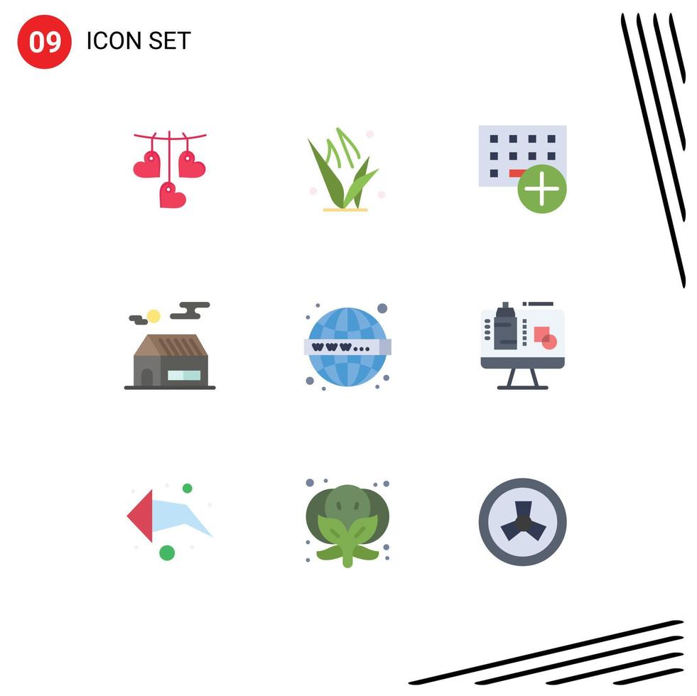 Stock Vector Icon Pack of 9 Line Signs and Symbols for seo sun add house hardware Editable Vector Design Elements