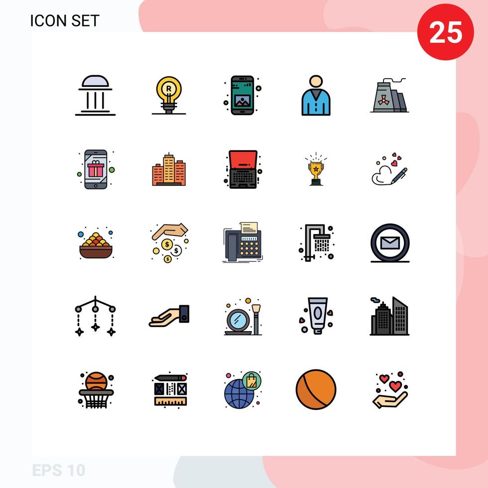 Filled line Flat Color Pack of 25 Universal Symbols of people human idea avatar gallery Editable Vector Design Elements