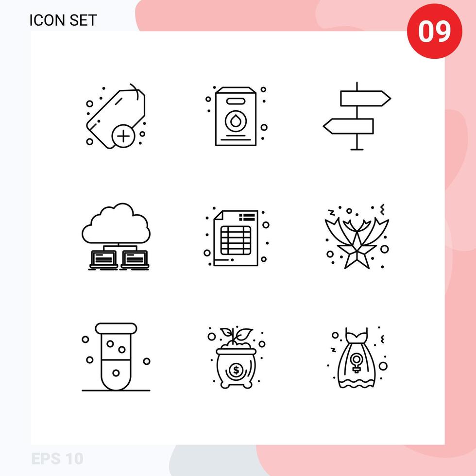 9 Outline concept for Websites Mobile and Apps brand data basic internet network Editable Vector Design Elements