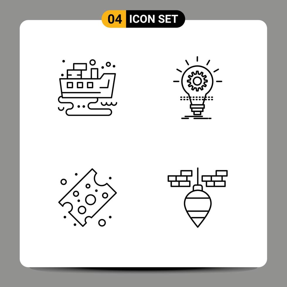 4 Thematic Vector Filledline Flat Colors and Editable Symbols of leaked cheese waste idea piece of cheese Editable Vector Design Elements