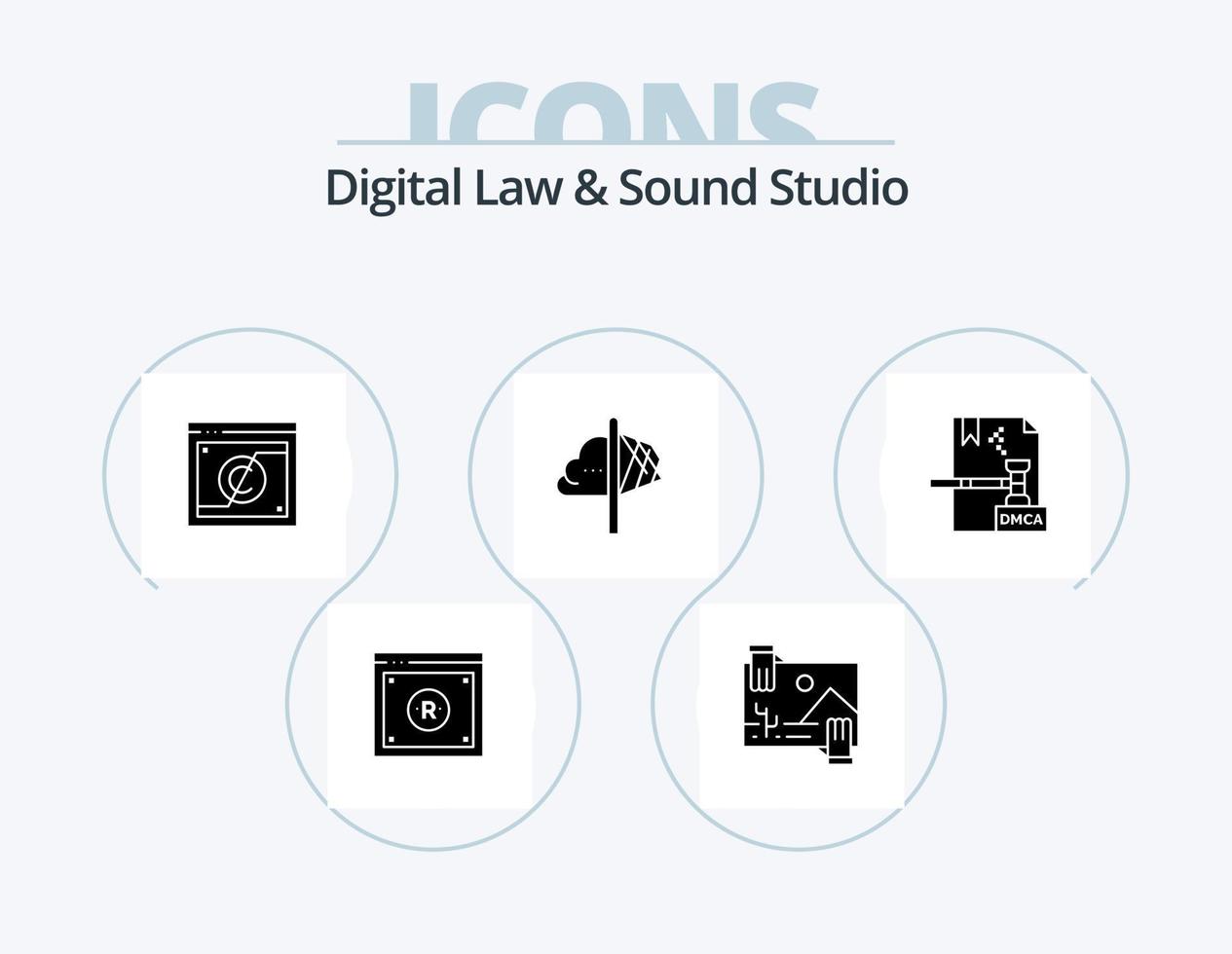 digital ley y sonido estudio glifo icono paquete 5 5 icono diseño. imaginación. creatividad. imagen. ley. digital vector