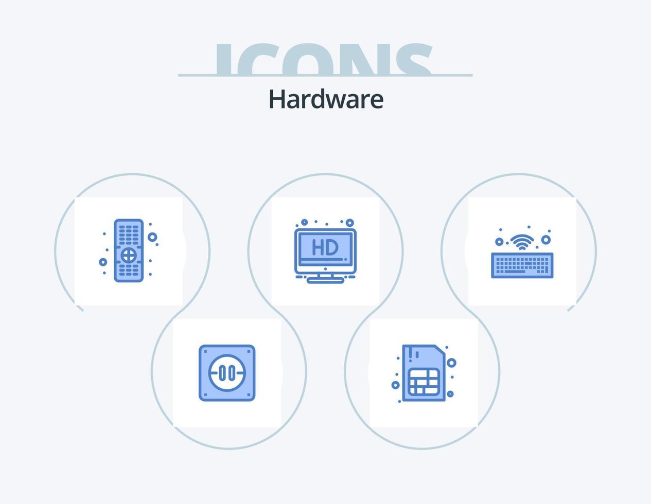 hardware azul icono paquete 5 5 icono diseño. . . televisor. inalámbrico. hardware vector