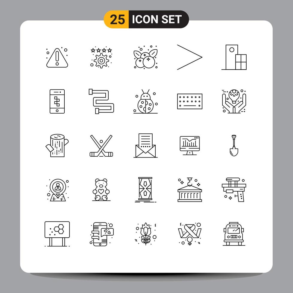 Universal Icon Symbols Group of 25 Modern Lines of modern building fruit architecture next Editable Vector Design Elements