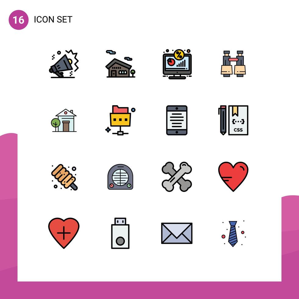 Stock Vector Icon Pack of 16 Line Signs and Symbols for home vision display search binoculars Editable Creative Vector Design Elements