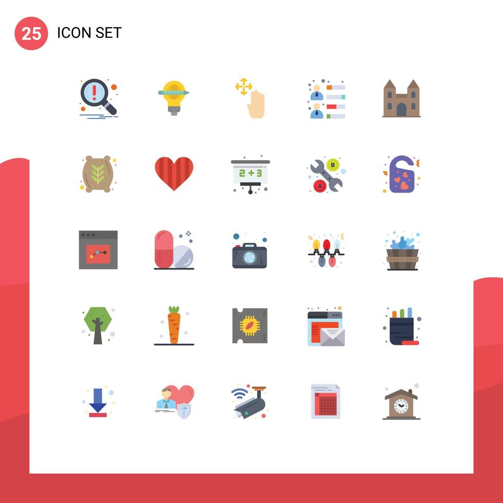 Set of 25 Commercial Flat Colors pack for big growth light development hold Editable Vector Design Elements