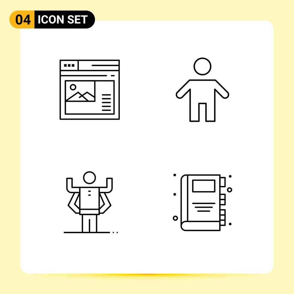 Modern Set of 4 Filledline Flat Colors and symbols such as internet ability website family multitask Editable Vector Design Elements
