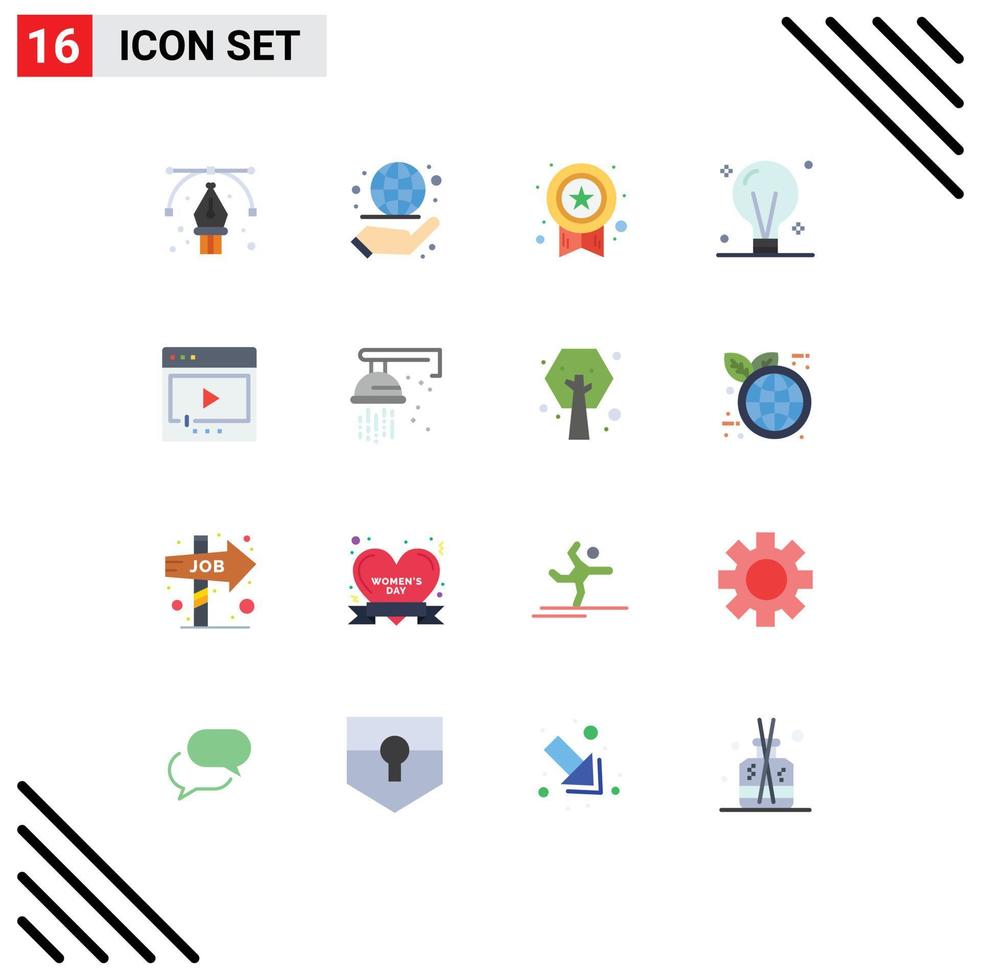 Set of 16 Modern UI Icons Symbols Signs for film electric award creativity bulb Editable Pack of Creative Vector Design Elements