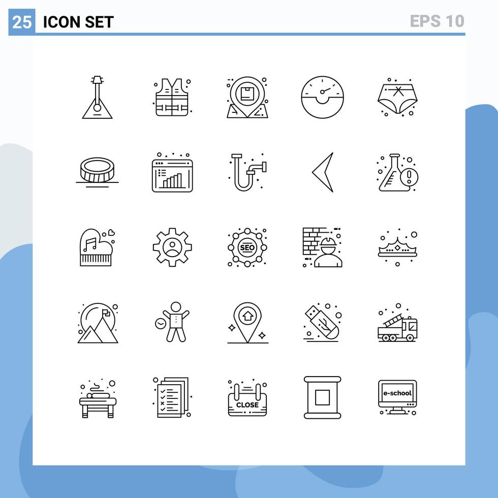 Line Pack of 25 Universal Symbols of summer speed location gauge interaction Editable Vector Design Elements