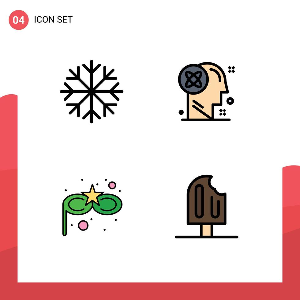 4 Filledline Flat Color concept for Websites Mobile and Apps frost costume mask user solution beach Editable Vector Design Elements