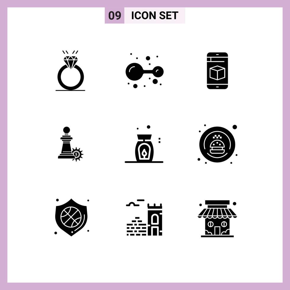 Universal Icon Symbols Group of 9 Modern Solid Glyphs of aroma strategy lab business technology Editable Vector Design Elements