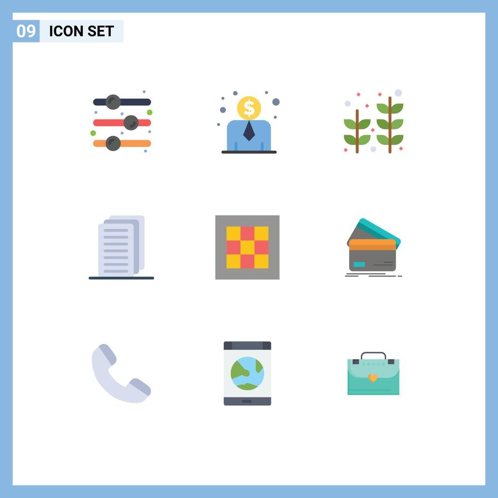 Group of 9 Flat Colors Signs and Symbols for software drawing plant graph file Editable Vector Design Elements