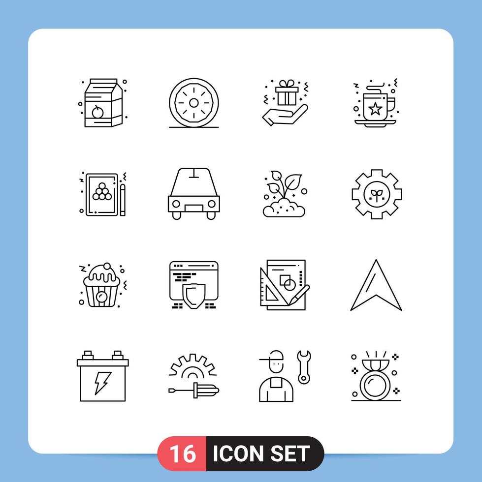 Set of 16 Modern UI Icons Symbols Signs for billiard drink thanksgiving coffee celebration Editable Vector Design Elements